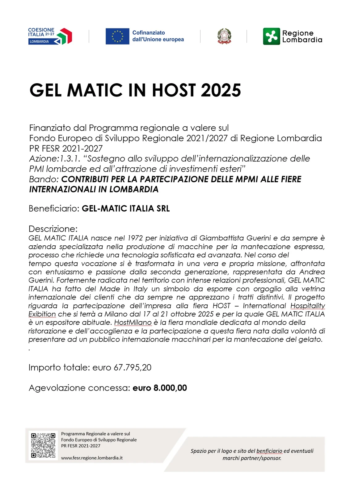 CONTRIBUTO REGIONE LOMBARDIA